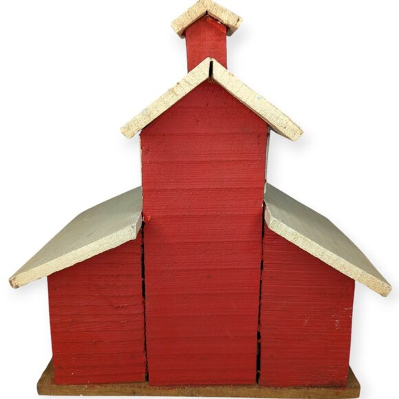 Vintage 1998 Garden Gate Designs Red & White Wood Barn Birdhouse Never Used 12" - Picture 5 of 12